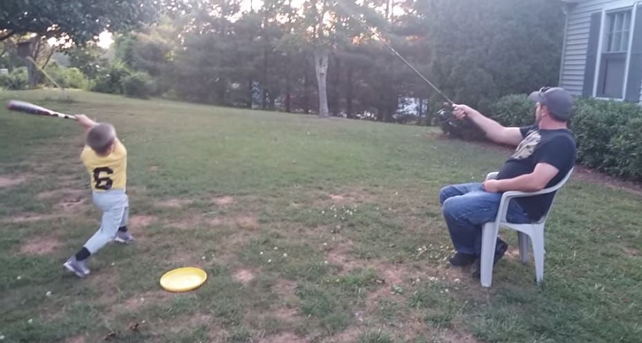 Redneck Resourcefulness: Father and Son Fishing Baseball