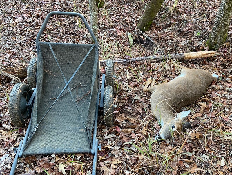 I needed my Crawler cart to get the deer out of the bottom by myself. (Photo © Russ Chastain)