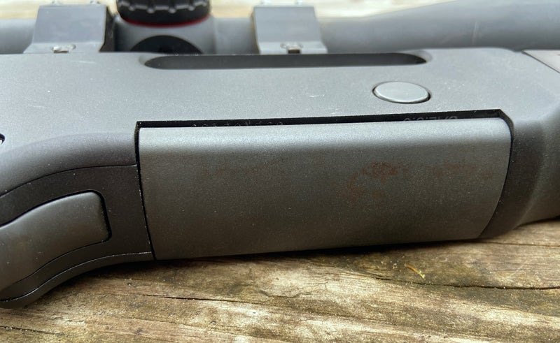 Bottom of magazine. That round button is the release. (Photo © Russ Chastain)