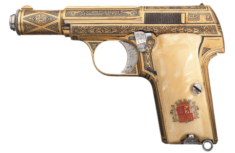 POTD: Extraordinary Gold Damascene Astra 300 Semi-Automatic Pistol