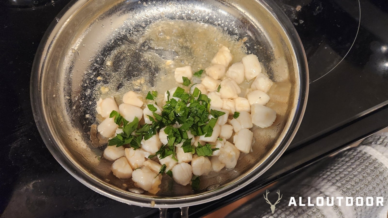 Cozinhe sua pescaria - Vieira Scampi com risoto de cogumelos 