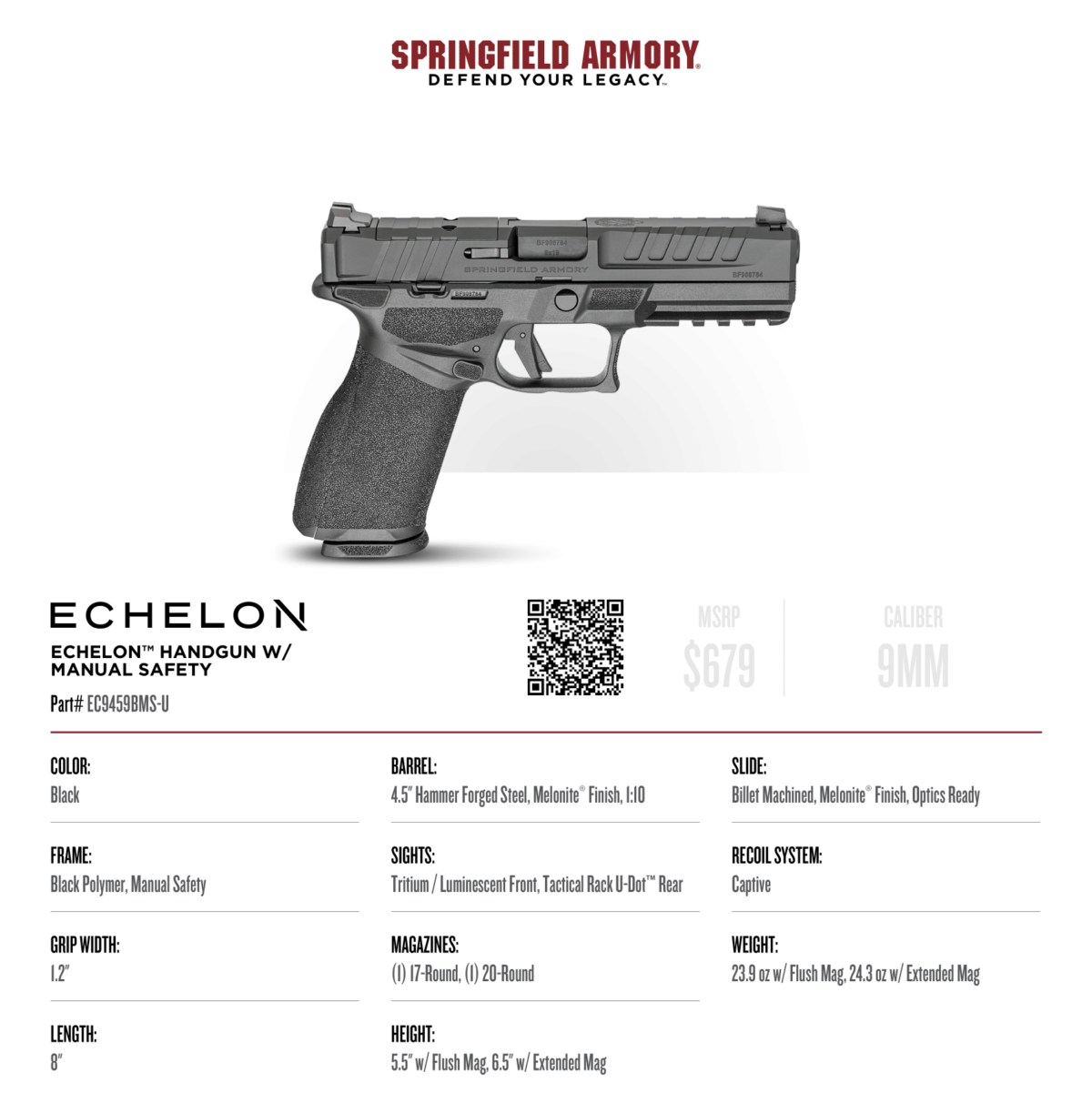 Mesma confiabilidade, mas mais seguro: NOVO Springfield Armory Echelon Manual de segurança